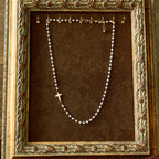White Beads with Cross Necklace: Elegant Devotion & Faithful Grace