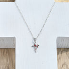 Crafted Cardinal Necklace Cross Pendant Red Bird Necklace