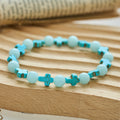Turquoise Cross with Luminous Pearls Bracelet