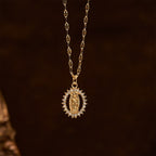Oval Our Lady Necklace with Encircled Cubic Zirconia: Embody Her Tender Grace