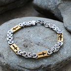 Tri - Color Cross - Embedded Chain Necklace & Bracelet: Bold Faith Statement