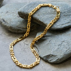 Tri - Color Cross - Embedded Chain Necklace & Bracelet: Bold Faith Statement