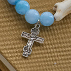 Blue Bead Polar Bear Handmade Cross Bracelet: Save Our Polar Bears
