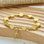 Gold-tone St. Benedict Cross Stretch Bracelet