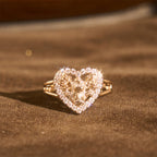 Heart-Shaped Our Lady Motif Ring with Rose Accents: Carry Her Care in Daily Wear
