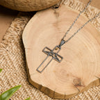 Mustard Seed Mountain Cross Necklace: Faith's Endurance & Nature's Wonder