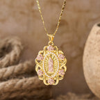 Rose Accent Our Lady Oval Necklace: A Daily Reminder of Her Intercession