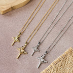 Cross & Crown Sparkle Necklace (2 Sizes): Embody Faith and Regal Devotion
