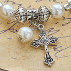 Silver Cross Accent Beaded Bracelet: Embody the Grace of Prayerful Reflection