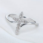 Cross Ring with Clustered Cubic Zirconia Accents: Embody His Gentle Grace