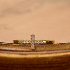 Dual Cross Ring Set: Polished Metal & Zircon-Encrusted Styles for Daily Devotion