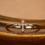 Zircon-Encrusted Cross Ring: Timeless Devotion in Golden, Silver, and Rosegold