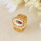 Ornate Openwork Our Lady Ring: Three Color Variations for Timeless Devotion