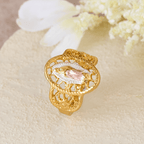Ornate Openwork Our Lady Ring: Three Color Variations for Timeless Devotion