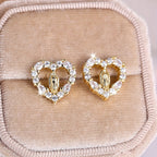 Heart-Shaped Our Lady Stud Earrings: Colorful Zircon & Clear Sparkling Styles VIP