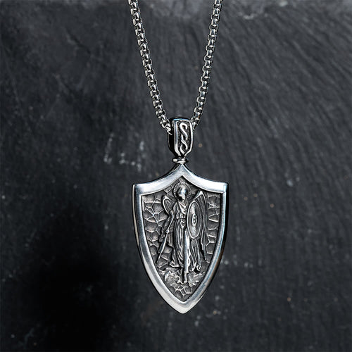 Archangel St. Michael Shield Amulet Titanium Necklace