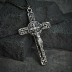 Classic Retro Style Crucifix St. Benedict Medal Protection Pendant Necklace