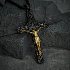Classic Retro Style Crucifix St. Benedict Medal Protection Pendant Necklace