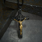 Classic Retro Style Crucifix St. Benedict Medal Protection Pendant Necklace