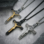Classic Retro Style Crucifix St. Benedict Medal Protection Pendant Necklace
