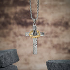 Modern Style Jesus Crown Of Thorns Cross Sacred Protection Pendant Necklace