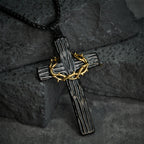 Modern Style Jesus Crown Of Thorns Cross Sacred Protection Pendant Necklace