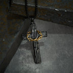 Modern Style Jesus Crown Of Thorns Cross Sacred Protection Pendant Necklace