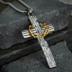 Modern Style Jesus Crown Of Thorns Cross Sacred Protection Pendant Necklace