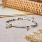 Natural African Turquoise Psalm 46:5 Bracelet: Engraved Bar & Stone Bead Design