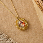 Marian Icon Beaded Oval Pendant Necklace: A Token of Virgin Mary Devotion
