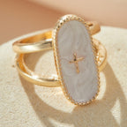 Cross Accent Glaze Double-Band Ring: A Symbol of Subtle Faith & Style