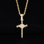 Zircon-Accented Nail Shaped Cross Pendant: Elegant Reminder of Unwavering Faith
