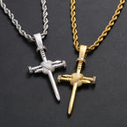 Zircon-Accented Nail Shaped Cross Pendant: Elegant Reminder of Unwavering Faith