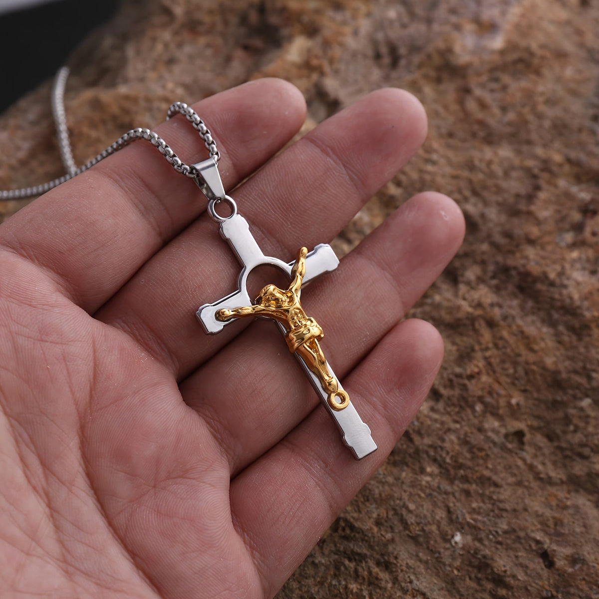 Polished Metal Crucifix Necklace: Wearable Token of Divine Grace and Protection