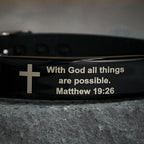 Luminous Silicon Cross Bracelet with Matthew 19:26: Timeless Message of Hope and Faith