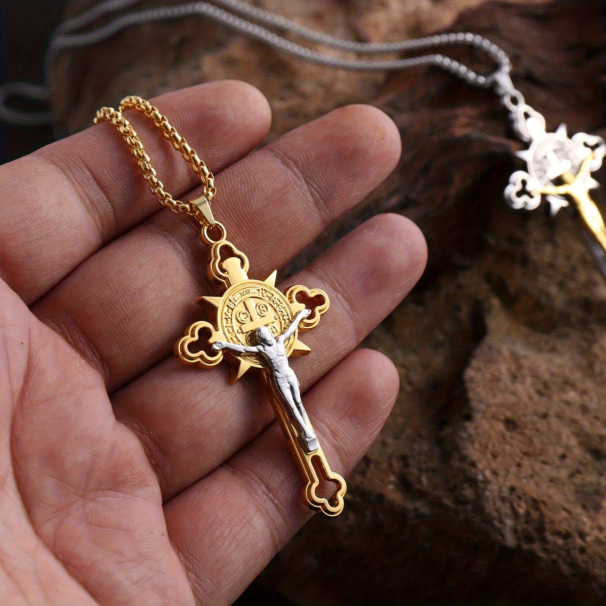 Openwork Crucifix Pendant Necklace: Symbol of Faith and Divine Protection