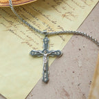 Blue/Silver Detailed Sculpted Crucifix Necklace: A Sacred Accessory for Devotion