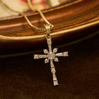 Sparkling Stone-Inlaid Cross Necklace: A Token of Divine Protection