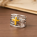 Two-Tone Copper Cross Ring: Quiet Reminder of Peace & Grace