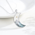 Mustard Seed Crescent Moon & Cross Necklace: Turquoise Inlay & Silver-Tone Design