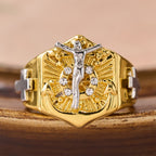 Two-Tone Crucifix Statement Ring: A Symbol of Christ’s Redemption & Faith
