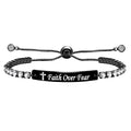 Four-Color Metal with Engraved/Blank Bar Faith Courage Bracelet
