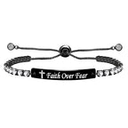 Four-Color Metal with Engraved/Blank Bar Faith Courage Bracelet