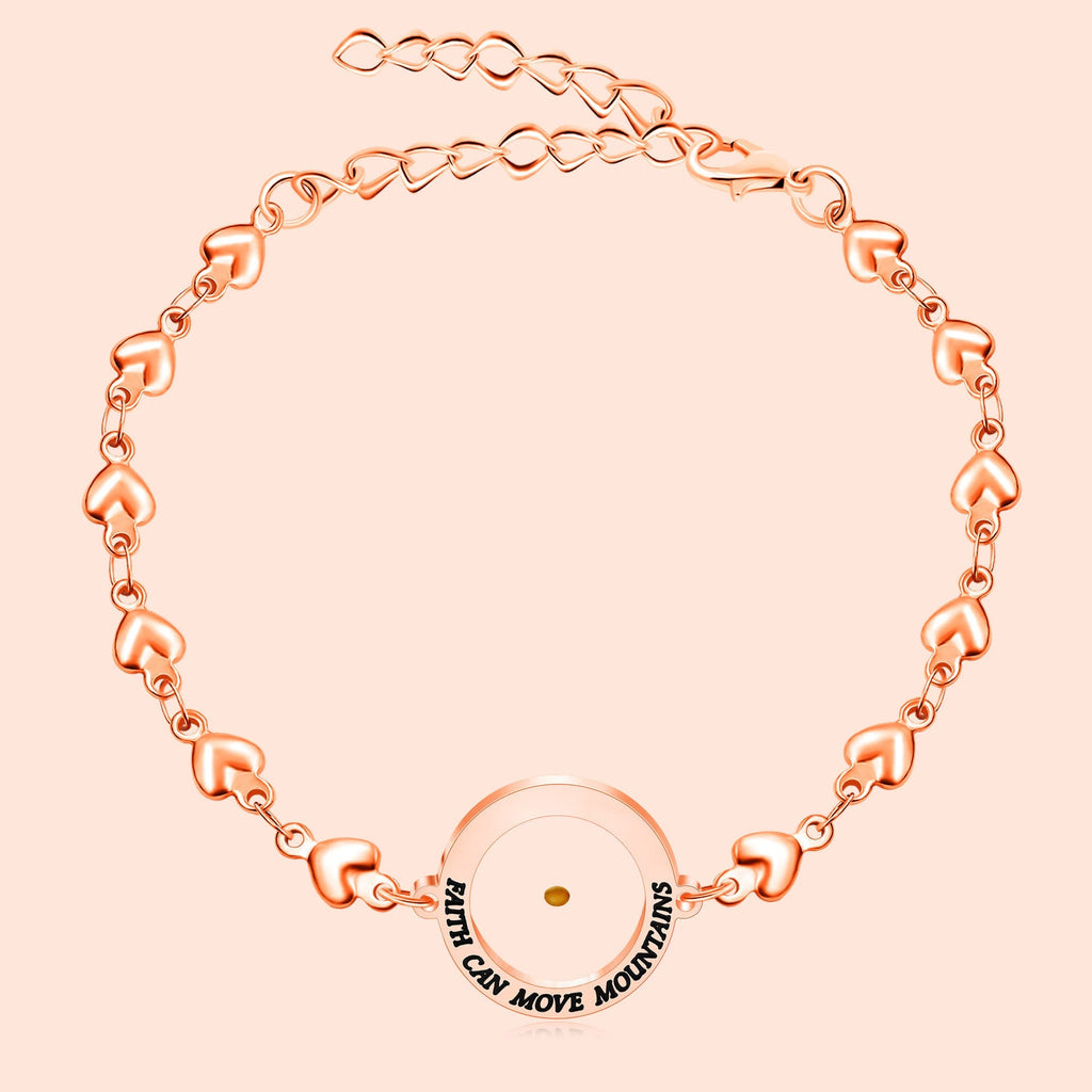 Matthew 17:20 & Luke 1:37 with Mustard Seed Bracelet: Heart Links with Zircon Dot Detail