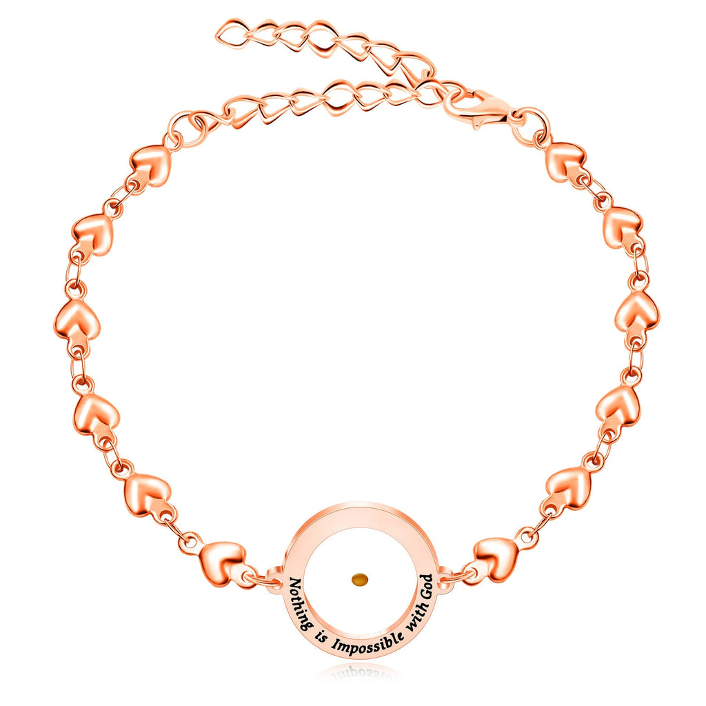 Matthew 17:20 & Luke 1:37 with Mustard Seed Bracelet: Heart Links with Zircon Dot Detail