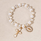Marian Medallion Beaded Bracelet: Our Lady Accents & Enamel Cross Charm