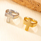 Cross-Centric Metal Ring: Polished Finish for Timeless Faith Style