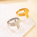 Cross-Centric Metal Ring: Polished Finish for Timeless Faith Style