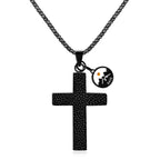 Textured Cross Mustard Seed Necklace: Metallic Charms for Spiritual Reminders