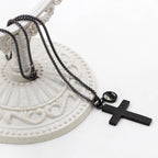 Textured Cross Mustard Seed Necklace: Metallic Charms for Spiritual Reminders